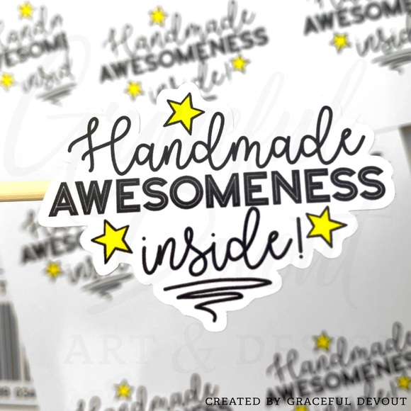Handmade AWESOMENESS Inside!  - Sticker 2" (inches) (48ct.)  [GD60-48] - Picture 2 of 5